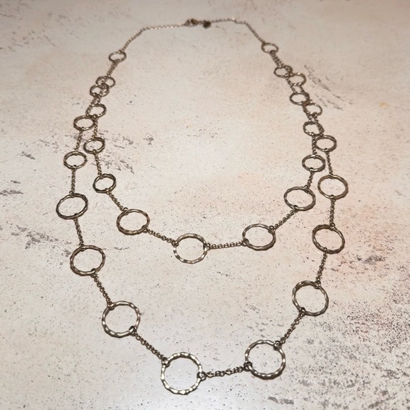 Banana Republic Jewelry - Banana Republic Gold Tone Hamered Circle Layered Necklace
